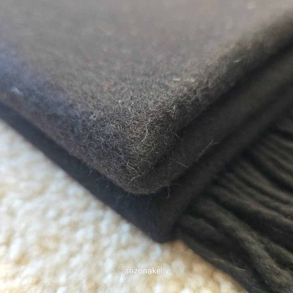 Black Cashmere Scarf Thick Soft Lux - Picture 15 of 16